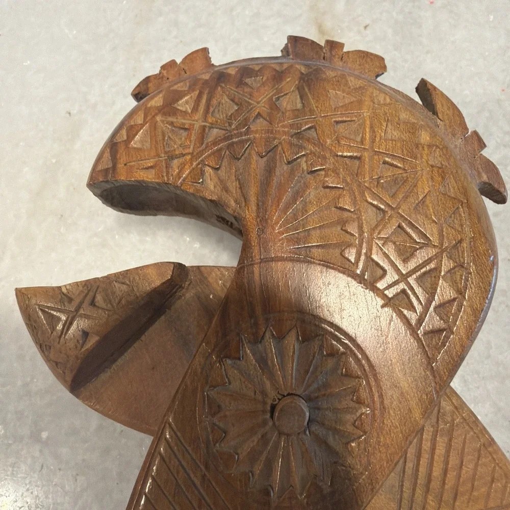 Vintage Folk Art Wood Carved Nut Cracker With Carved Wood Bowl GW994